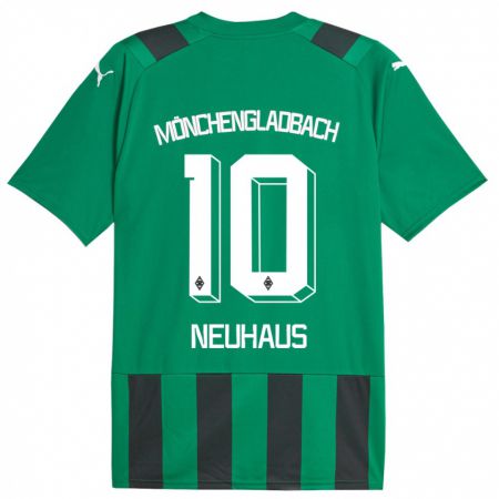 Kandiny Gyermek Florian Neuhaus #10 Fekete Zöld Idegenbeli Jersey 2023/24 Mez Póló Ing