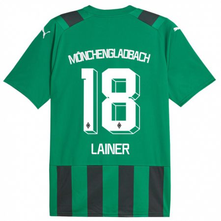 Kandiny Gyermek Stefan Lainer #18 Fekete Zöld Idegenbeli Jersey 2023/24 Mez Póló Ing
