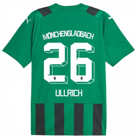 Kandiny Gyermek Lukas Ullrich #26 Fekete Zöld Idegenbeli Jersey 2023/24 Mez Póló Ing