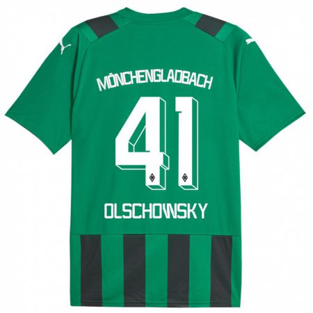 Kandiny Gyermek Jan Olschowsky #41 Fekete Zöld Idegenbeli Jersey 2023/24 Mez Póló Ing