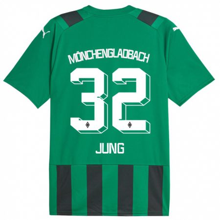 Kandiny Gyermek In-Gyom Jung #32 Fekete Zöld Idegenbeli Jersey 2023/24 Mez Póló Ing