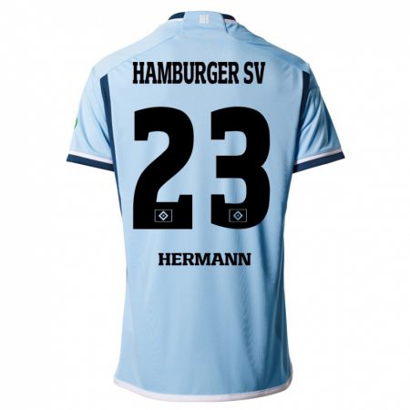 Kandiny Gyermek Hannes Hermann #23 Kék Idegenbeli Jersey 2023/24 Mez Póló Ing