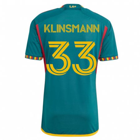 Kandiny Gyermek Jonathan Klinsmann #33 Zöld Idegenbeli Jersey 2023/24 Mez Póló Ing