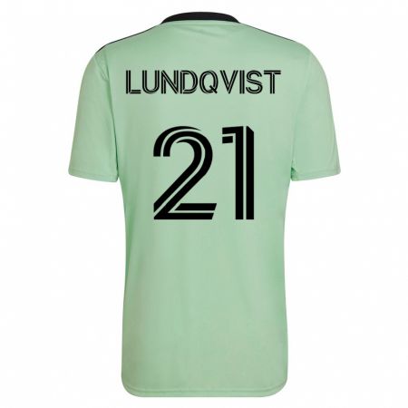 Kandiny Gyermek Adam Lundqvist #21 Világos Zöld Idegenbeli Jersey 2023/24 Mez Póló Ing