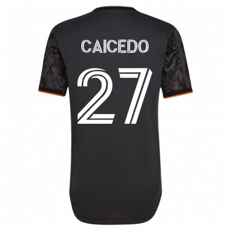 Kandiny Gyermek Luis Caicedo #27 Fekete Idegenbeli Jersey 2023/24 Mez Póló Ing