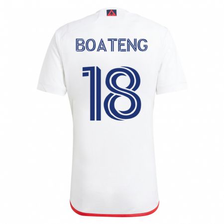 Kandiny Gyermek Emmanuel Boateng #18 Fehér Piros Idegenbeli Jersey 2023/24 Mez Póló Ing