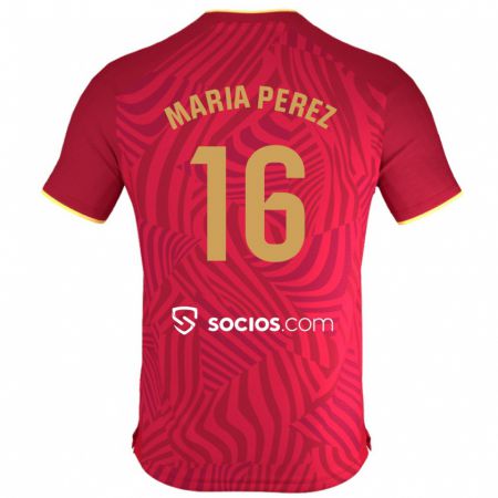 Kandiny Gyermek María Pérez Rabaza #16 Piros Idegenbeli Jersey 2023/24 Mez Póló Ing
