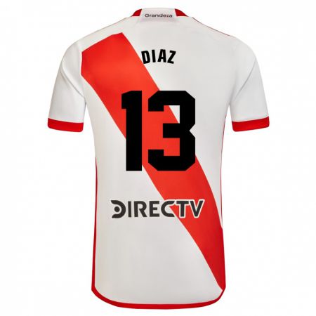 Kandiny Férfi Enzo Díaz #13 Fehér Piros Hazai Jersey 2023/24 Mez Póló Ing