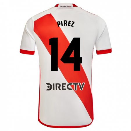 Kandiny Férfi Leandro González Pírez #14 Fehér Piros Hazai Jersey 2023/24 Mez Póló Ing