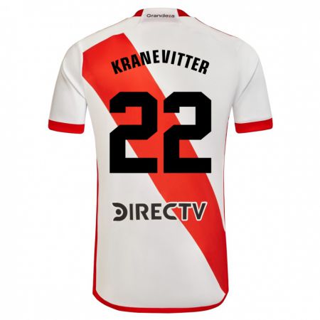 Kandiny Férfi Matías Kranevitter #22 Fehér Piros Hazai Jersey 2023/24 Mez Póló Ing
