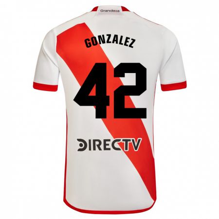 Kandiny Férfi Alexis González #42 Fehér Piros Hazai Jersey 2023/24 Mez Póló Ing