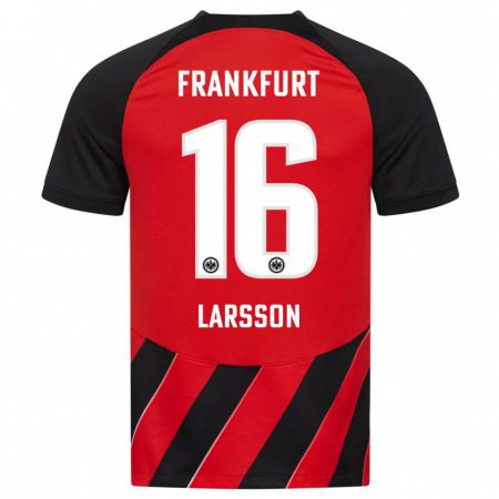 Kandiny Férfi Hugo Larsson #16 Piros Fekete Hazai Jersey 2023/24 Mez Póló Ing