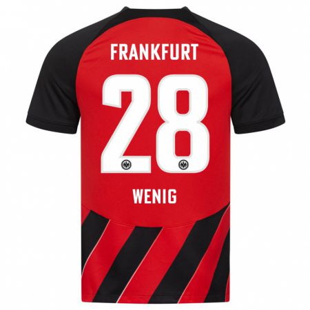 Kandiny Férfi Marcel Wenig #28 Piros Fekete Hazai Jersey 2023/24 Mez Póló Ing