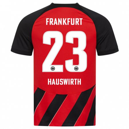 Kandiny Férfi Max Hauswirth #23 Piros Fekete Hazai Jersey 2023/24 Mez Póló Ing