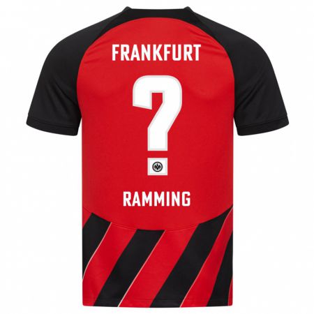 Kandiny Férfi Nils Ramming #0 Piros Fekete Hazai Jersey 2023/24 Mez Póló Ing
