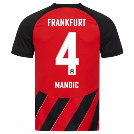 Kandiny Férfi Kristian Mandic #4 Piros Fekete Hazai Jersey 2023/24 Mez Póló Ing