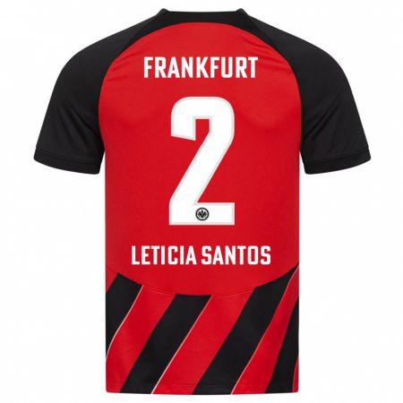 Kandiny Férfi Letícia Santos De Oliveira #2 Piros Fekete Hazai Jersey 2023/24 Mez Póló Ing