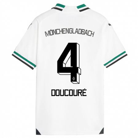 Kandiny Férfi Mamadou Doucouré #4 Fehér Zöld Hazai Jersey 2023/24 Mez Póló Ing