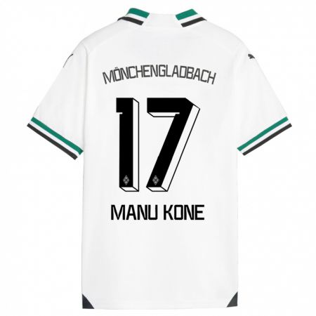 Kandiny Férfi Manu Koné #17 Fehér Zöld Hazai Jersey 2023/24 Mez Póló Ing