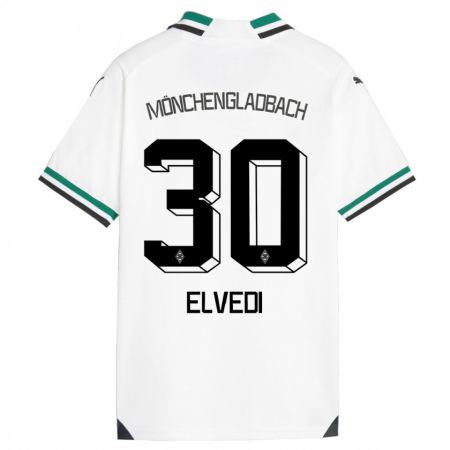 Kandiny Férfi Nico Elvedi #30 Fehér Zöld Hazai Jersey 2023/24 Mez Póló Ing