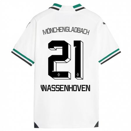Kandiny Férfi Michelle Wassenhoven #21 Fehér Zöld Hazai Jersey 2023/24 Mez Póló Ing