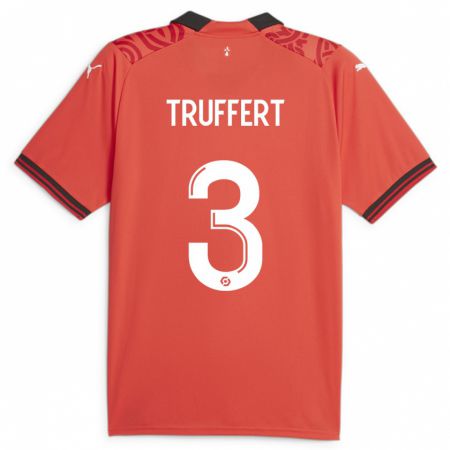 Kandiny Férfi Adrien Truffert #3 Piros Hazai Jersey 2023/24 Mez Póló Ing