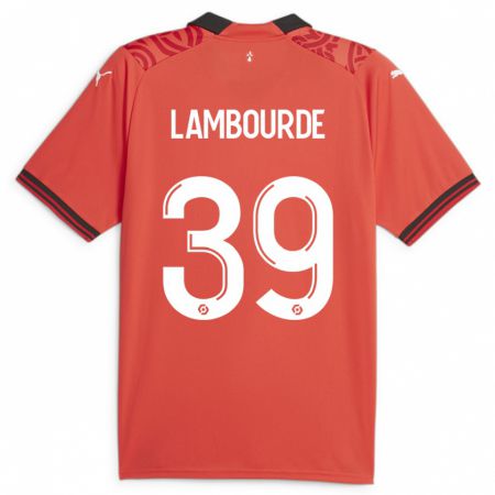 Kandiny Férfi Mathis Lambourde #39 Piros Hazai Jersey 2023/24 Mez Póló Ing