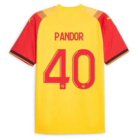 Kandiny Férfi Yannick Pandor #40 Sárga Hazai Jersey 2023/24 Mez Póló Ing