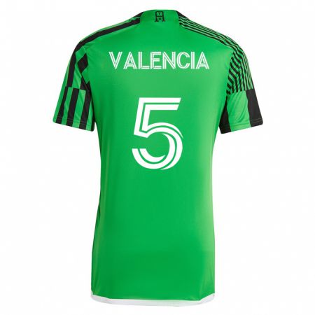 Kandiny Férfi Jhojan Valencia #5 Zöld Fekete Hazai Jersey 2023/24 Mez Póló Ing