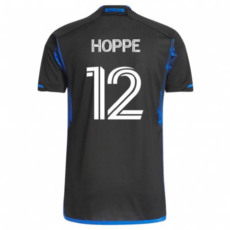 Kandiny Férfi Matthew Hoppe #12 Kék Fekete Hazai Jersey 2023/24 Mez Póló Ing