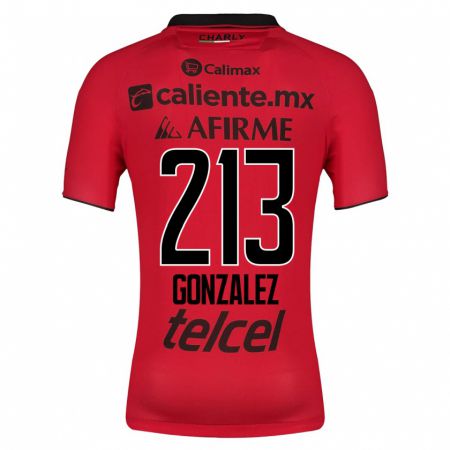 Kandiny Férfi Óscar González #213 Piros Hazai Jersey 2023/24 Mez Póló Ing