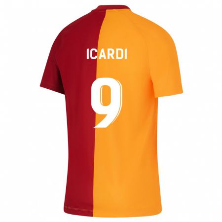 Kandiny Férfi Mauro Icardi #9 Narancs Hazai Jersey 2023/24 Mez Póló Ing