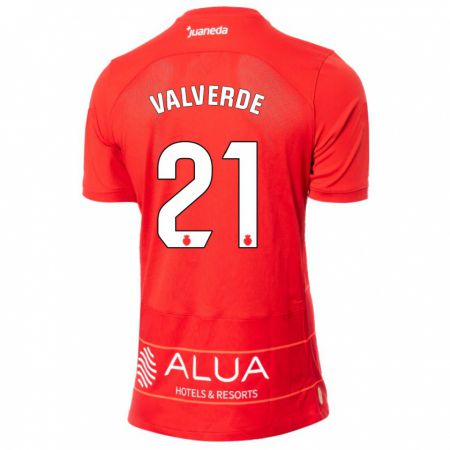 Kandiny Férfi David Valverde #21 Piros Hazai Jersey 2023/24 Mez Póló Ing