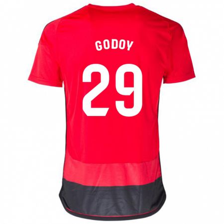 Kandiny Férfi Alan Godoy #29 Piros Fekete Hazai Jersey 2023/24 Mez Póló Ing