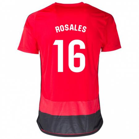 Kandiny Férfi Diego Rosales #16 Piros Fekete Hazai Jersey 2023/24 Mez Póló Ing