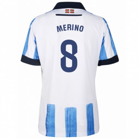 Kandiny Férfi Mikel Merino #8 Kék Fehér Hazai Jersey 2023/24 Mez Póló Ing