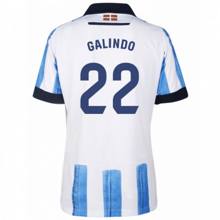 Kandiny Férfi Iker Galindo #22 Kék Fehér Hazai Jersey 2023/24 Mez Póló Ing