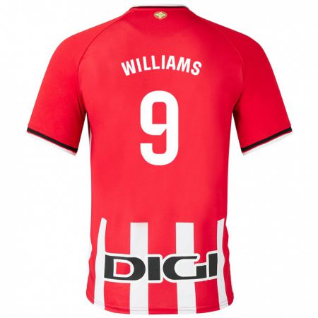 Kandiny Férfi Iñaki Williams #9 Piros Hazai Jersey 2023/24 Mez Póló Ing