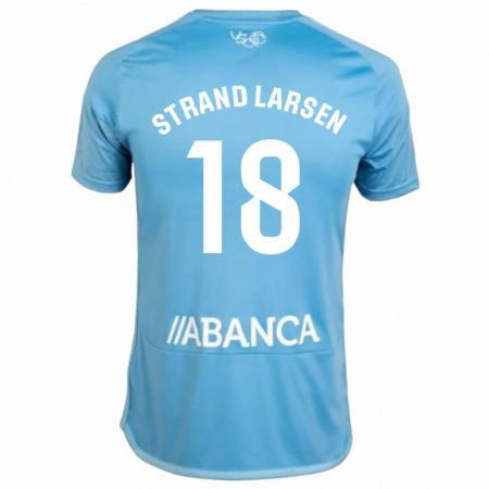 Kandiny Férfi Jørgen Strand Larsen #18 Kék Hazai Jersey 2023/24 Mez Póló Ing