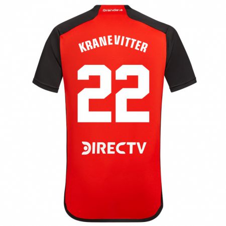 Kandiny Férfi Matías Kranevitter #22 Piros Idegenbeli Jersey 2023/24 Mez Póló Ing