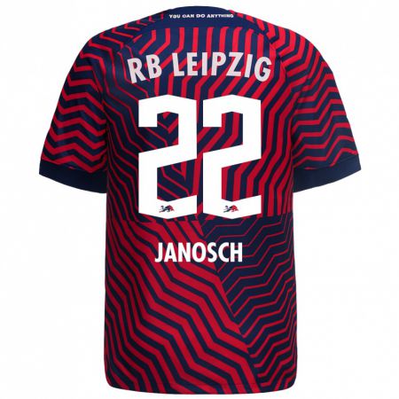 Kandiny Férfi Luca Janosch #22 Kék Piros Idegenbeli Jersey 2023/24 Mez Póló Ing