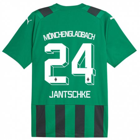Kandiny Férfi Tony Jantschke #24 Fekete Zöld Idegenbeli Jersey 2023/24 Mez Póló Ing
