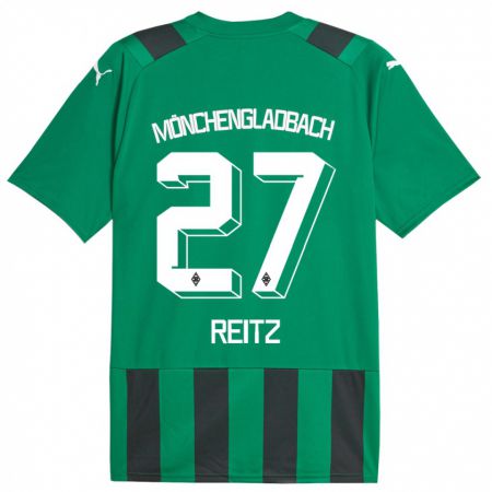 Kandiny Férfi Rocco Reitz #27 Fekete Zöld Idegenbeli Jersey 2023/24 Mez Póló Ing