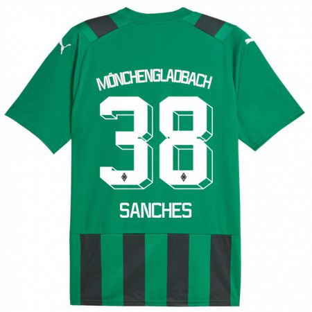 Kandiny Férfi Yvandro Borges Sanches #38 Fekete Zöld Idegenbeli Jersey 2023/24 Mez Póló Ing
