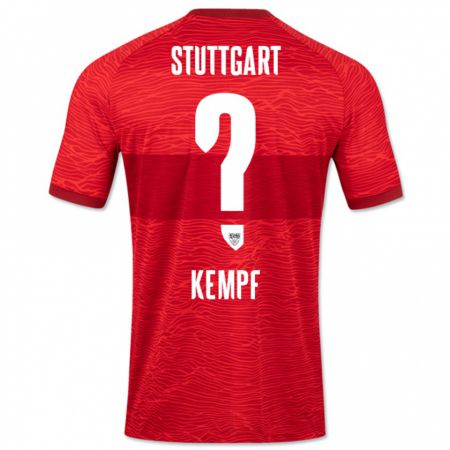 Kandiny Férfi Karl Kempf #0 Piros Idegenbeli Jersey 2023/24 Mez Póló Ing