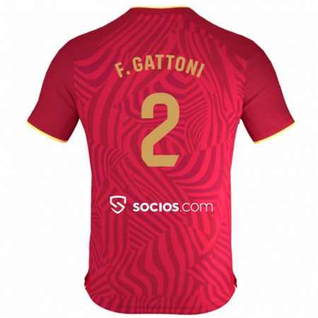 Kandiny Férfi Federico Gattoni #2 Piros Idegenbeli Jersey 2023/24 Mez Póló Ing