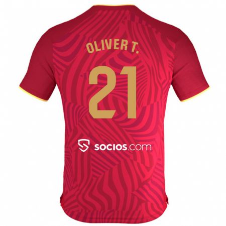 Kandiny Férfi Óliver Torres #21 Piros Idegenbeli Jersey 2023/24 Mez Póló Ing