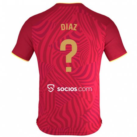 Kandiny Férfi Álvaro Díaz #0 Piros Idegenbeli Jersey 2023/24 Mez Póló Ing