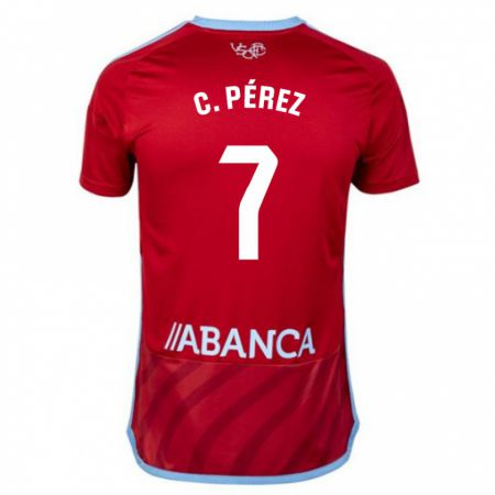 Kandiny Férfi Carles Pérez #7 Piros Idegenbeli Jersey 2023/24 Mez Póló Ing