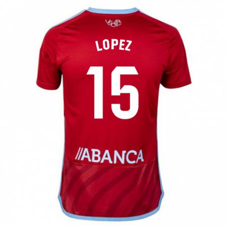 Kandiny Férfi Fer López #15 Piros Idegenbeli Jersey 2023/24 Mez Póló Ing